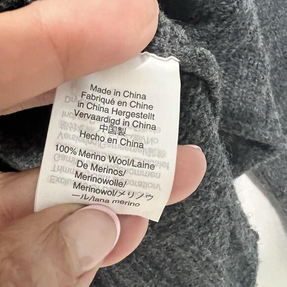 Madewell Sweater Small Charcoal Gray 100% Merino Wool Starry Cropped Boxy - Picture 8 of 13